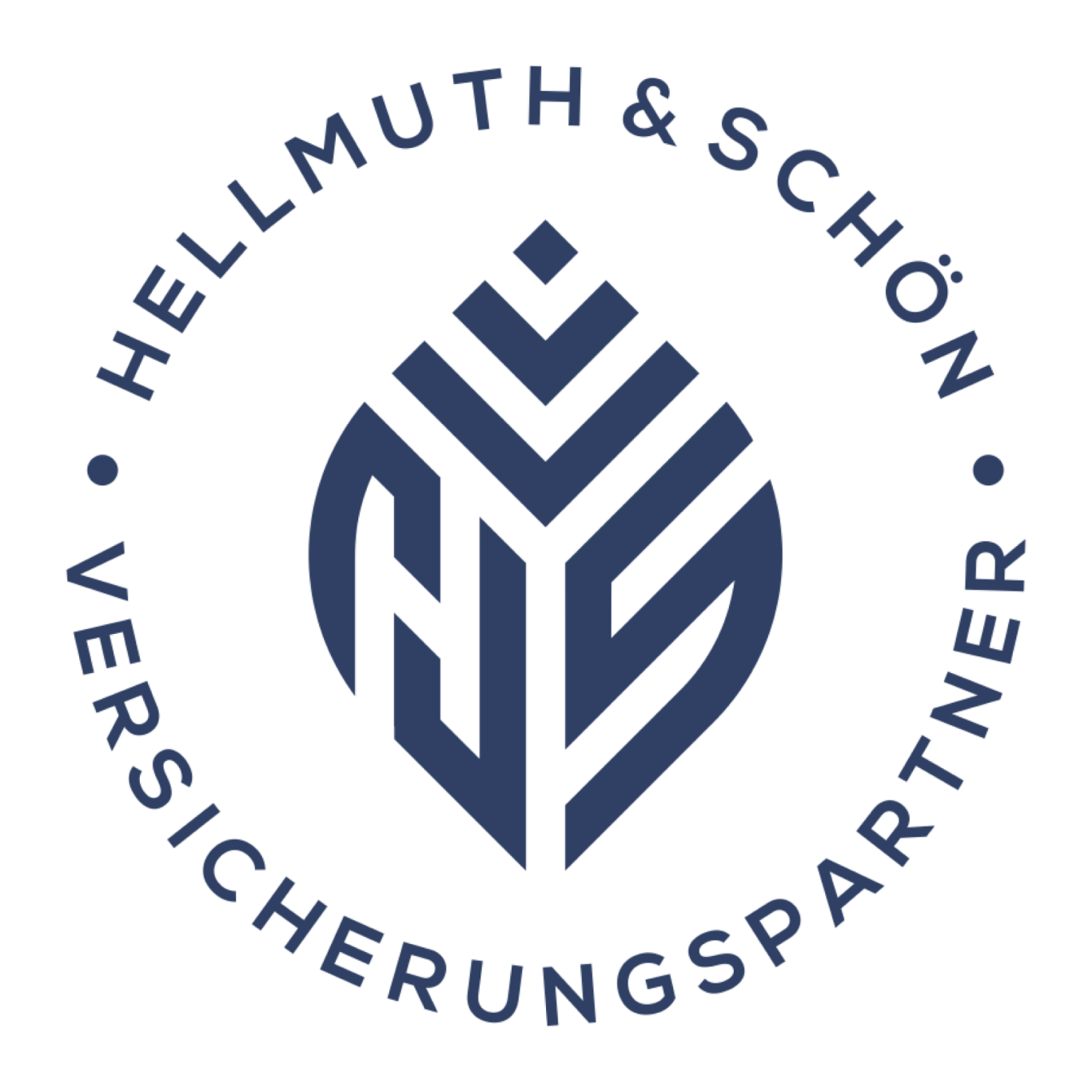 Logo von Hellmuth & Schön, Versicherungs-Partner, mit stilisiertem Blatt-Symbol.