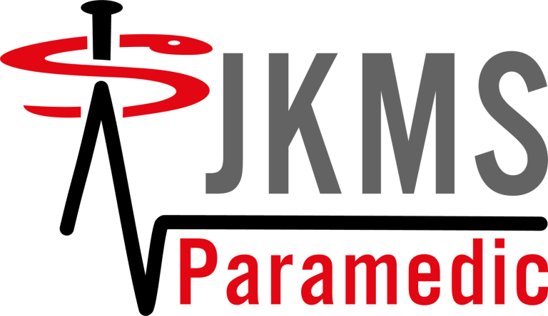 Logo der JKMS Paramedic mit einem Herzschlag und stilisiertem Rettungszeichen.